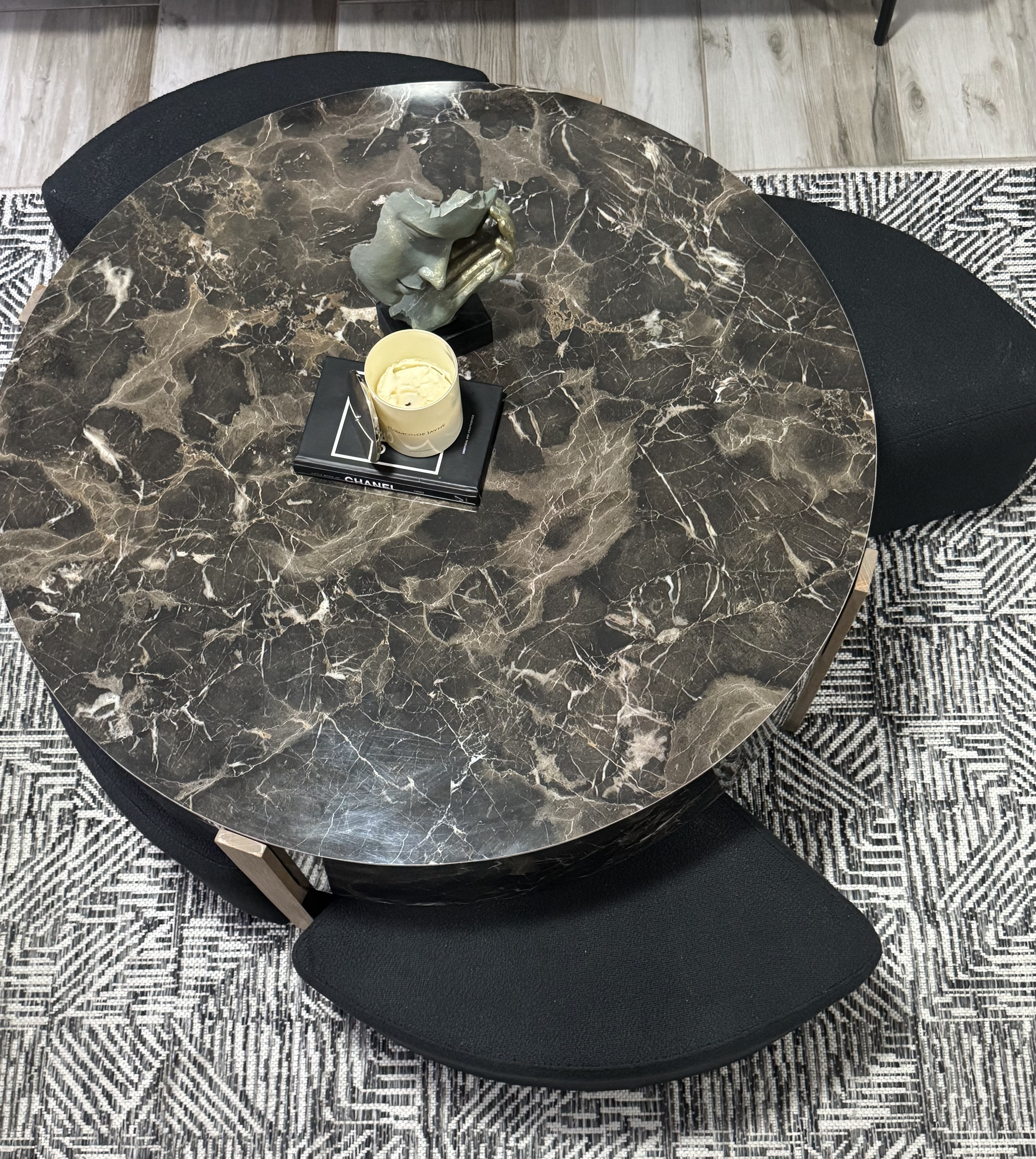 Custom marble-top side table