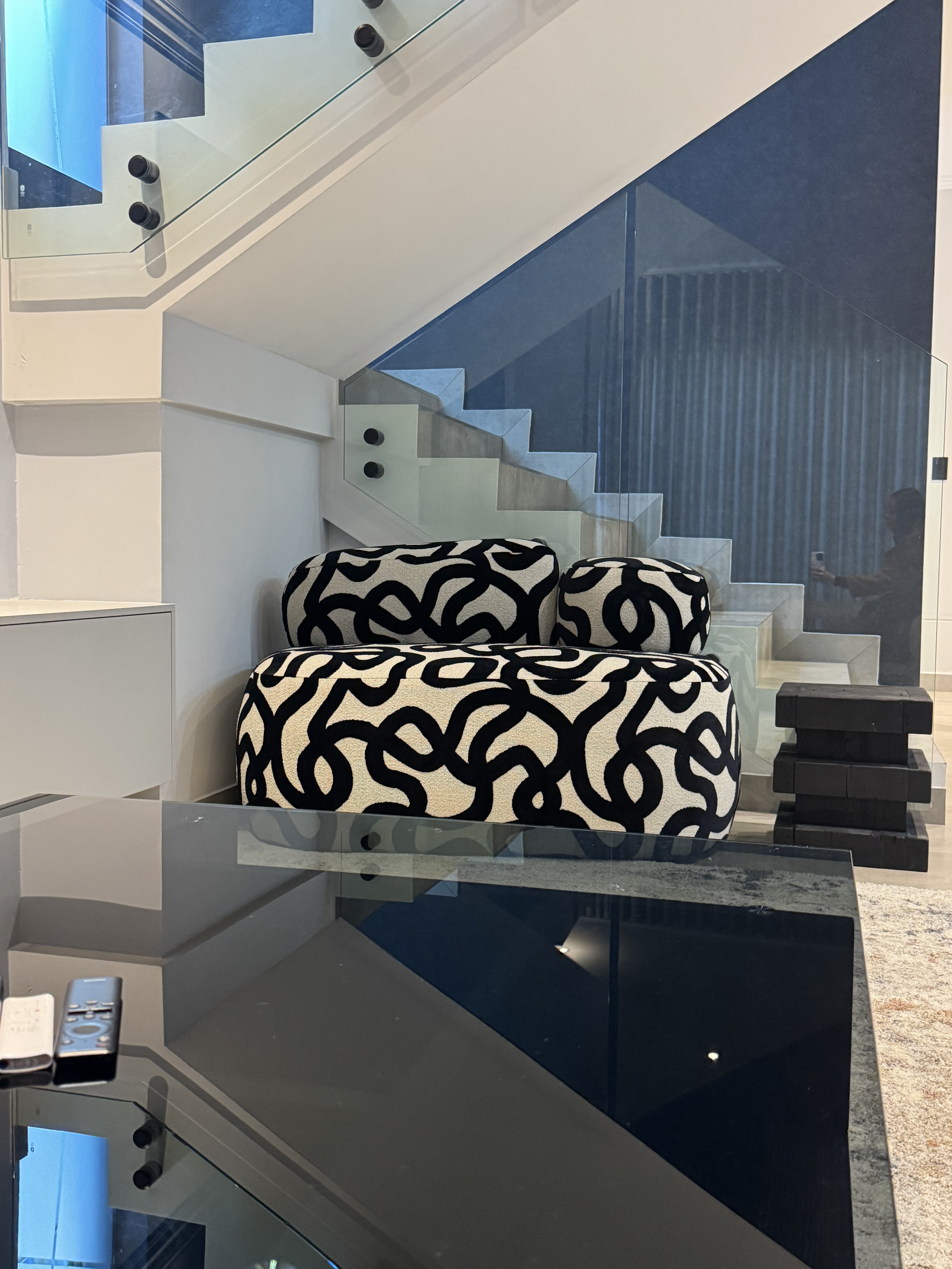 Geometric print statement chair